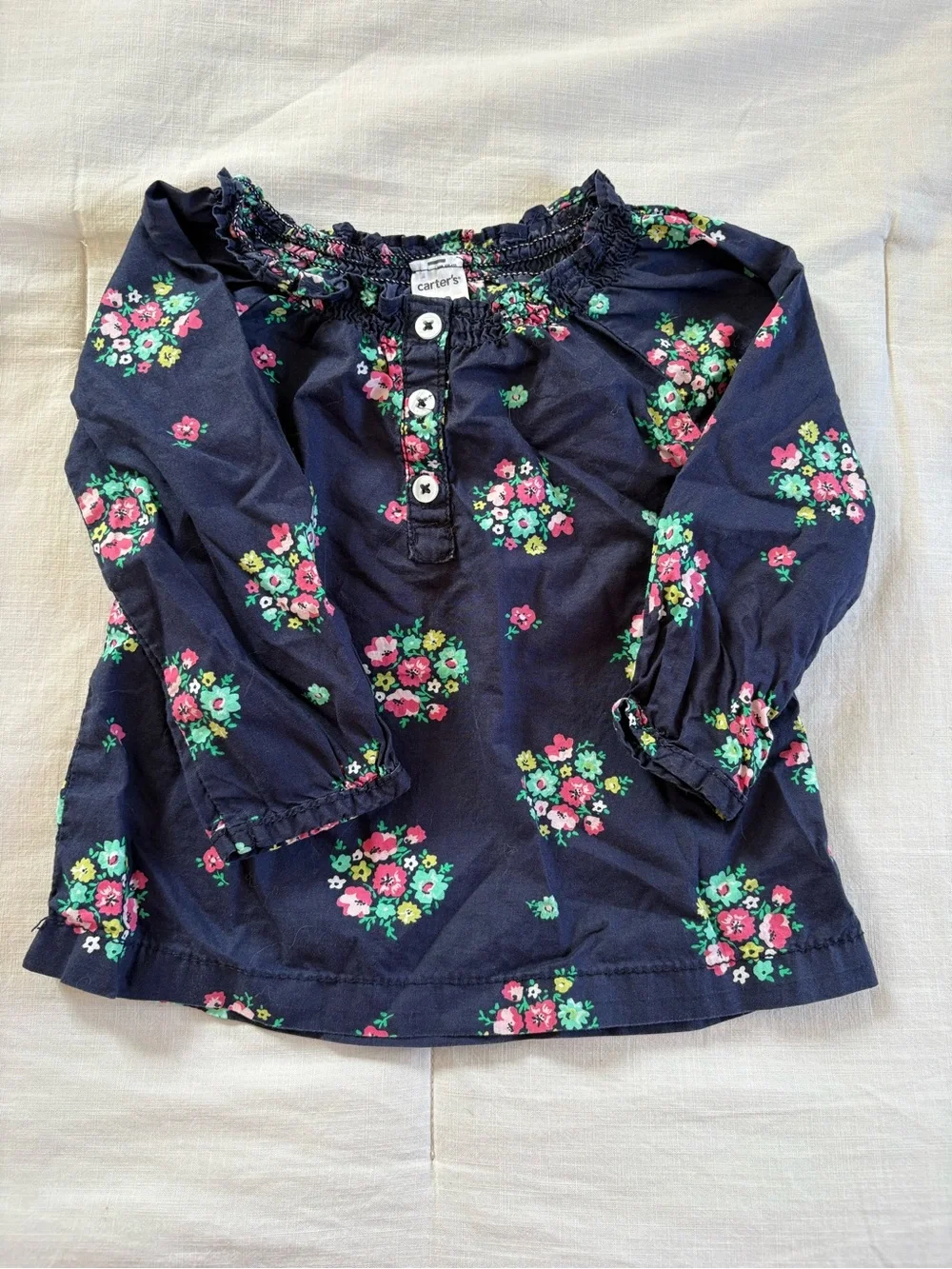 Carter's Navy Floral Long Sleeve top